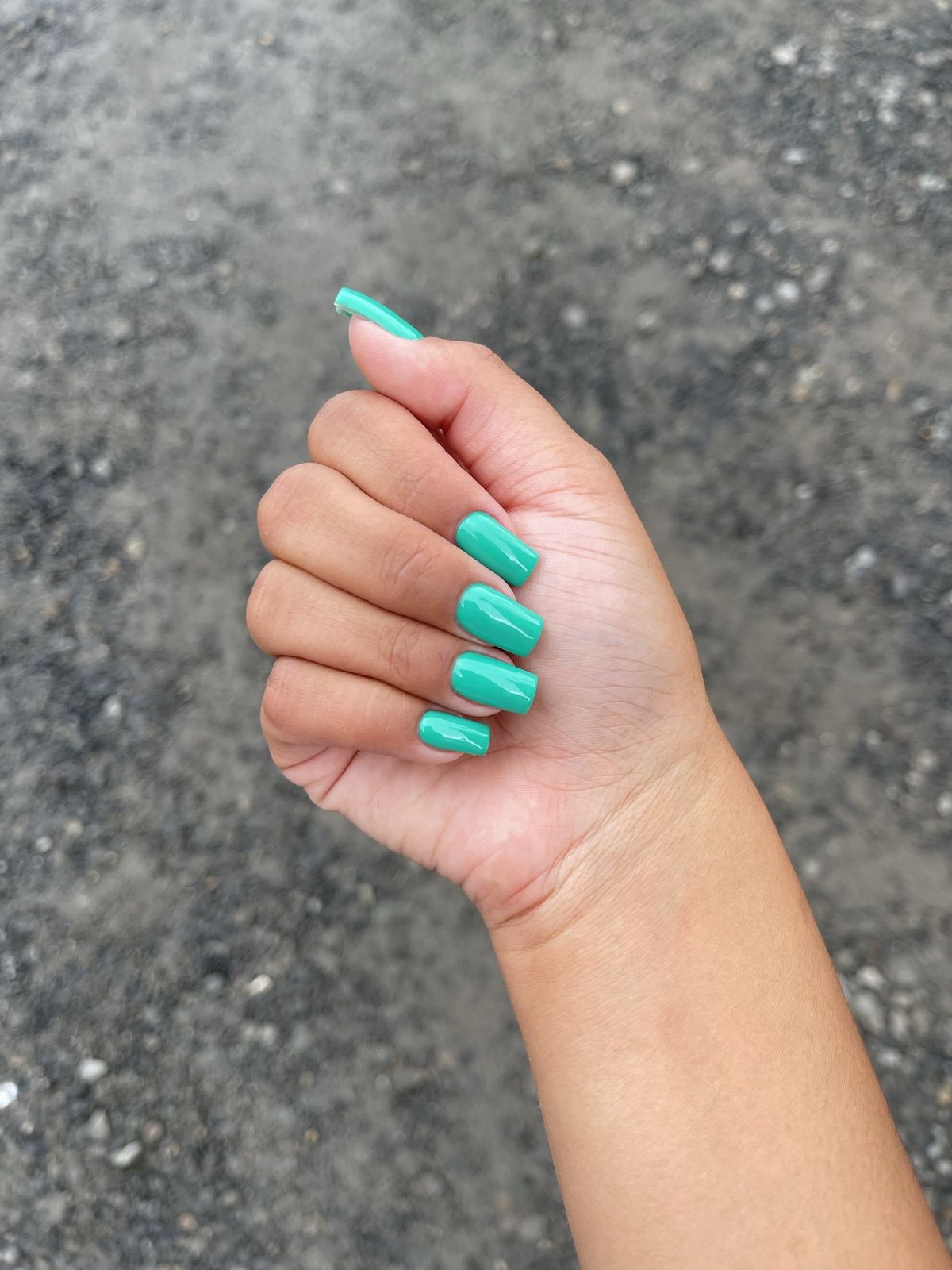 Soft mint and nude manicure
